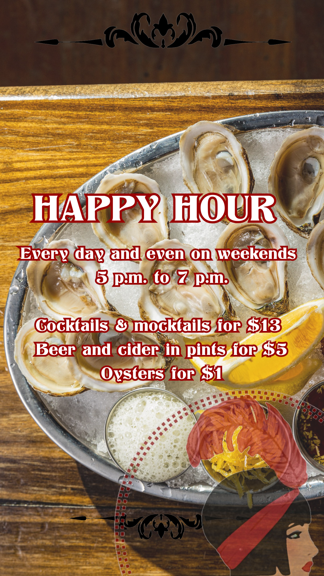 happy hour montreal cocktail bar oyster 1$ huitres 1$